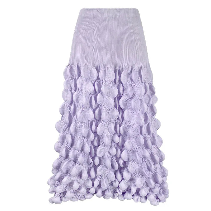 GVUW Fashion Pleated Skirt Women High Waist A Line Loose Niche Design Medium Long New 2025 Spring Elegant Lady Clothing 17G5098