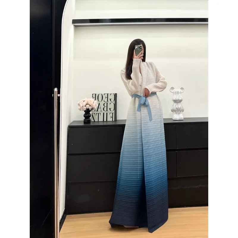 KAF Women Large Size Trench Coat Retro Printing Lapel Long-sleeved Cardigan Design Luxury Female Robe 2025 Spring New
